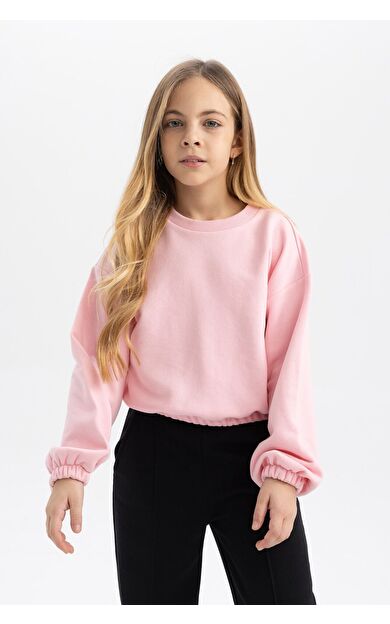 DeFacto Kız Çocuk Regular Fit Bisiklet Yaka Sweatshirt B7788A8NSPN105