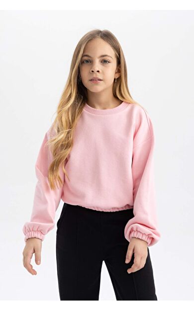 DeFacto Kız Çocuk Regular Fit Bisiklet Yaka Sweatshirt B7788A8NSPN105