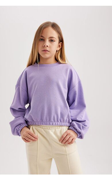 DeFacto Kız Çocuk Regular Fit Bisiklet Yaka Sweatshirt B7788A8NSPR141