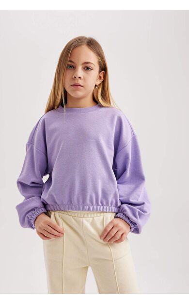 DeFacto Kız Çocuk Regular Fit Bisiklet Yaka Sweatshirt B7788A8NSPR141