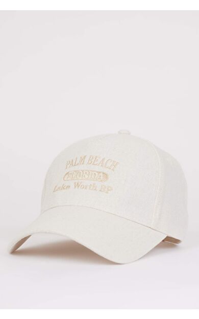 Kadın Nakışlı Keten Cap Şapka