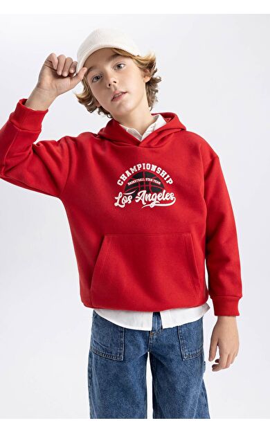 DeFacto Erkek Çocuk Regular Fit Kapüşonlu Sweatshirt B7821A8NSBR66