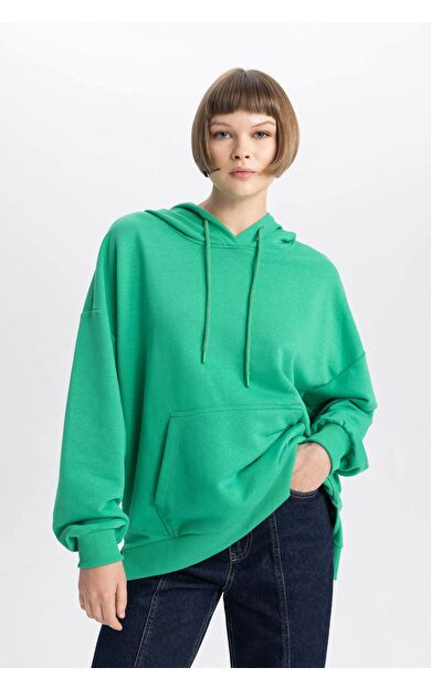 DeFacto Oversize Geniş Kalıp Polo Yaka Sweatshirt B7834AXNSGN48