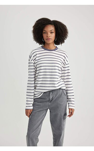 DeFacto Bisiklet Yaka Uzun Kollu Tişört B7847AXNSAR63