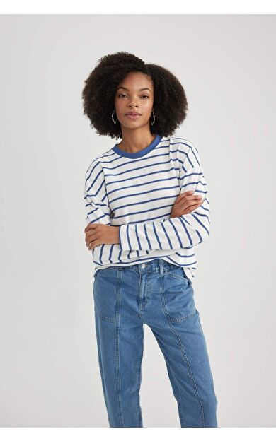 DeFacto Bisiklet Yaka Uzun Kollu Tişört B7847AXNSBE104