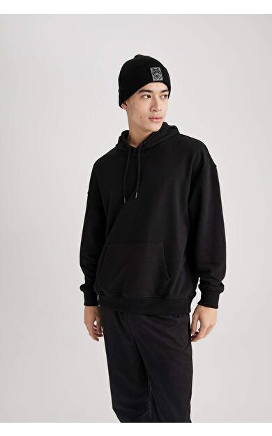 DeFacto Oversize Geniş Kalıp Kapüşonlu Sweatshirt B7849AXNSBK81