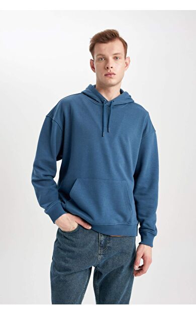 DeFacto Oversize Geniş Kalıp Kapüşonlu Sweatshirt B7849AXNSIN233