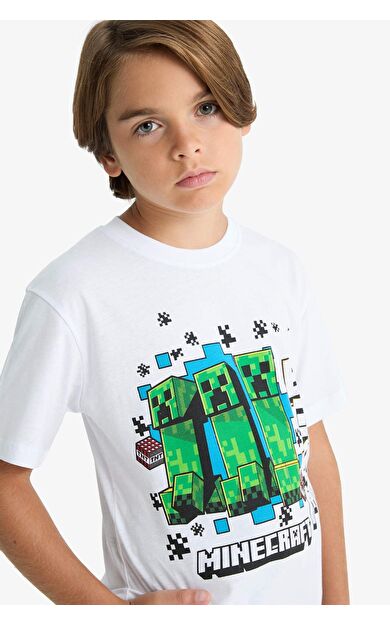 Erkek Çocuk Minecraft Regular Fit Bisiklet Yaka Kısa Kollu Tişört