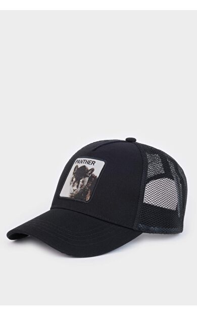 DeFacto Erkek Etiket Baskılı Dokuma Beyzbol Basketbol Şapkası B7998AX25SMBK27