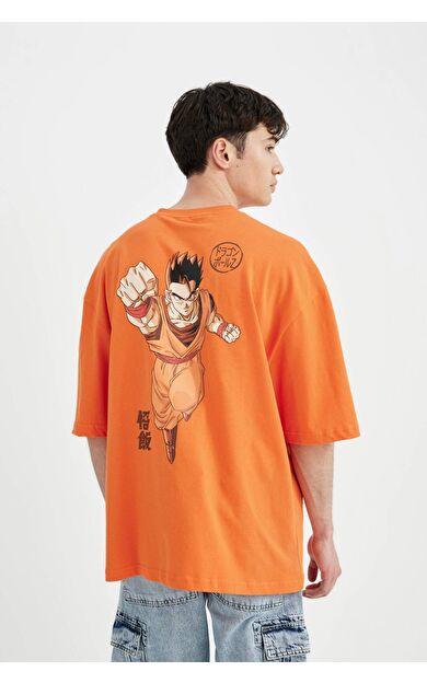 DeFactoFit Dragon Ball Loose Fit Bisiklet Yaka Baskılı Tişört B8108AX24SMOG63