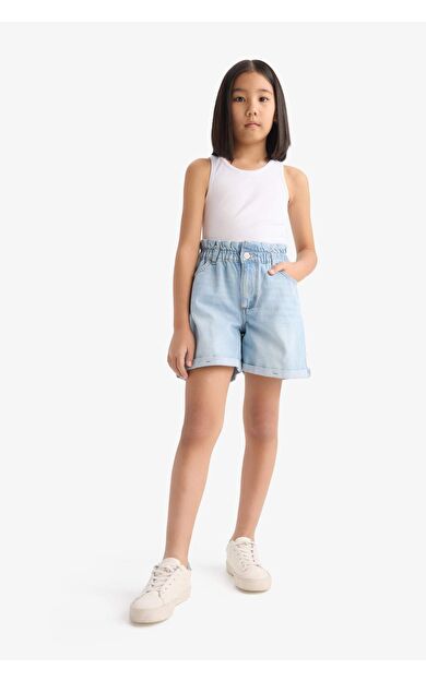 DeFacto Kız Çocuk Paperbag Jean Şort B8113A825SMNM63