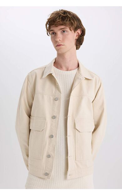 DeFacto Slim Fit Dar Kesim Düğmeli Cepli Jean Ceket B8155AX25SPBG700