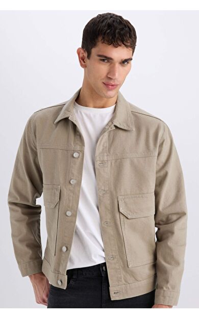 DeFacto Slim Fit Dar Kesim Düğmeli Cepli Jean Ceket B8155AX25SPKH465
