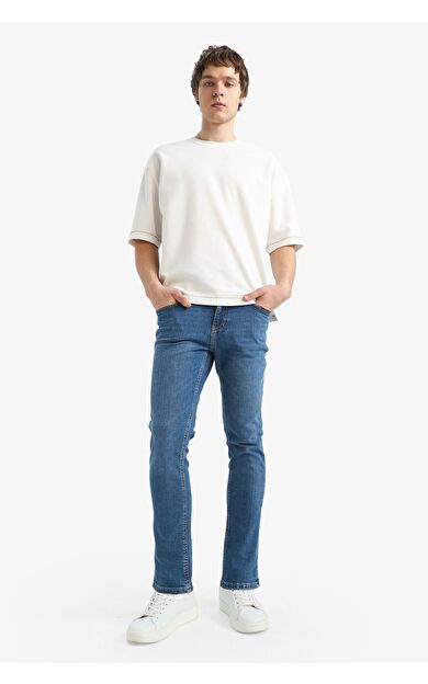 DeFacto Pedro Slim Fit Dar Kalıp Normal Bel Dar Paça Jean Pantolon