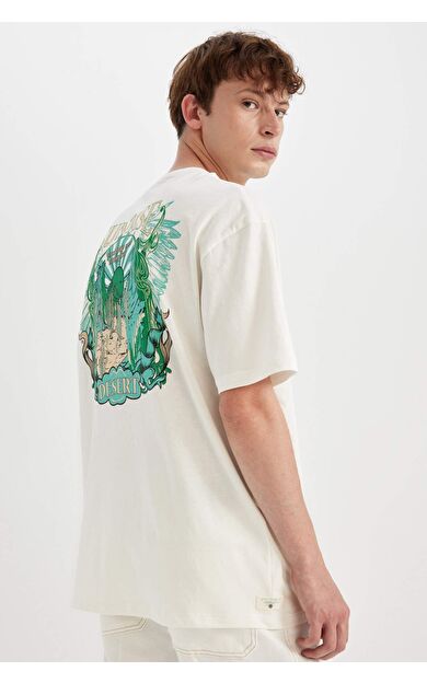 DeFactoFit Comfort Fit Bisiklet Yaka Sırt Baskılı Kısa Kollu Tişört B8488AX24AUER105