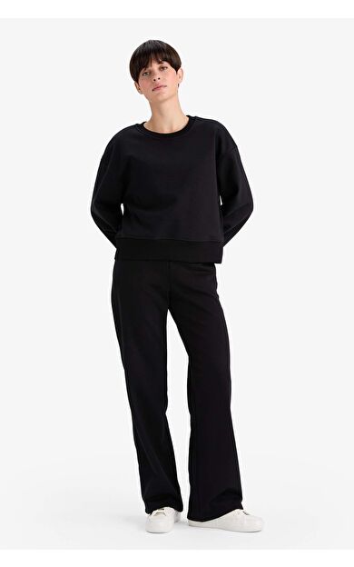 DeFacto Straight Fit Basic Düz Cepli Yüksek Bel Eşofman Altı