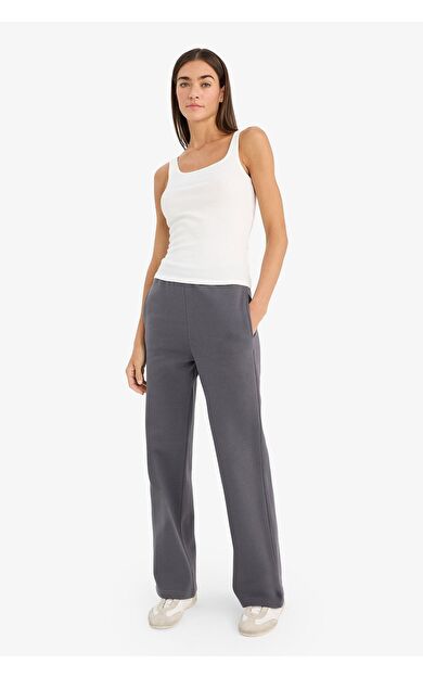 DeFacto Straight Fit Basic Düz Kalın Sweatshirt Kumaşı Pantolon