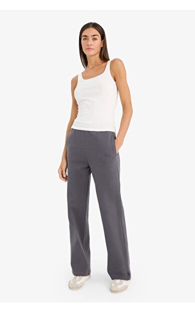 DeFacto Straight Fit Basic Düz Kalın Sweatshirt Kumaşı Pantolon