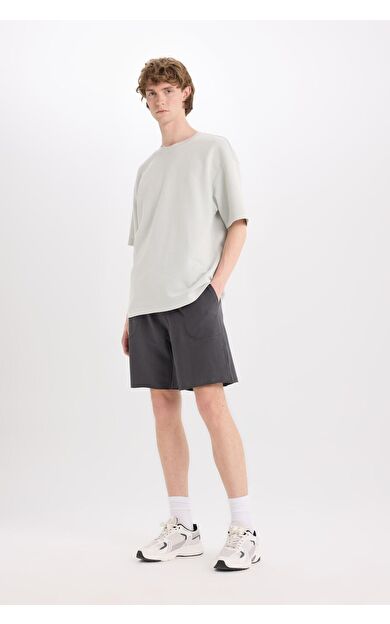 DeFacto Slim Fit Dar Kesim Dar Paça Cepli Basic Düz Şort B8673AX25SMAR104