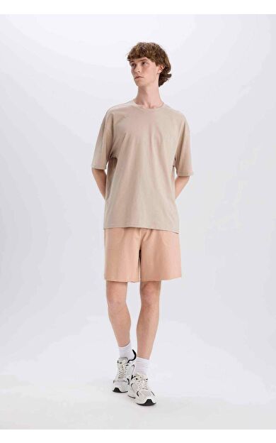 DeFacto %100 Pamuk Slim Fit Dar Kesim Dar Paça Cepli Basic Düz Şort B8673AX25SMBG790