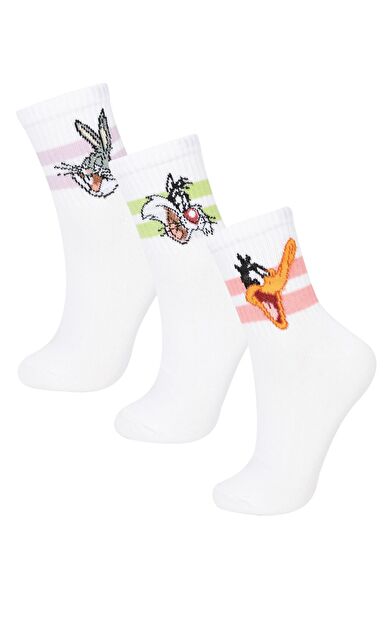DeFacto Kadın Looney Tunes 3'lü Pamuklu Soket Çorap