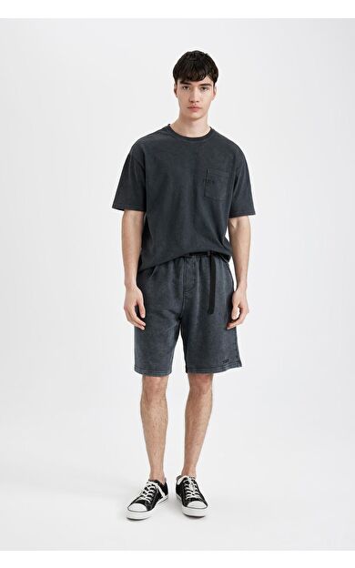 DeFacto Oversize Fit Düz Paça Şort B8797AX24SMBK81
