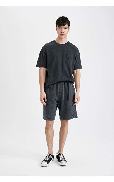 DeFacto Oversize Fit Düz Paça Şort B8797AX24SMBK81