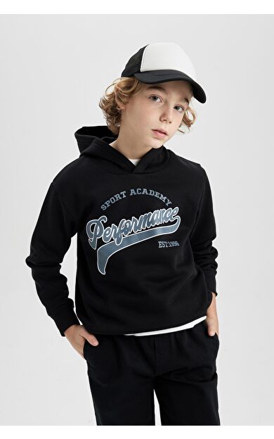 DeFacto Erkek Çocuk Kapüşonlu Baskılı Kalın Sweatshirt