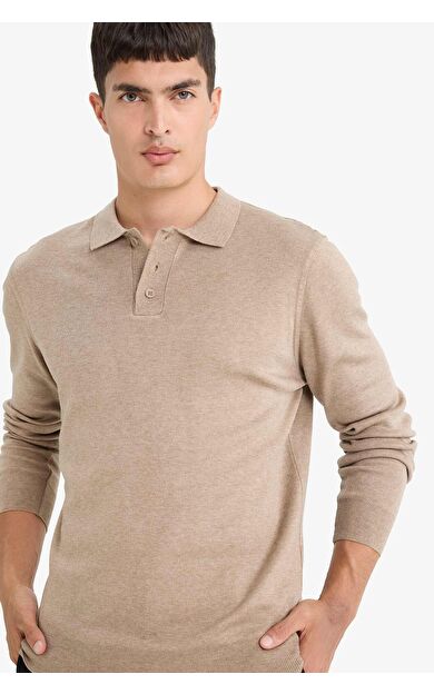 DeFacto Standart Fit Polo Yaka Düğmeli Triko Kazak B9713AX25AUBG684