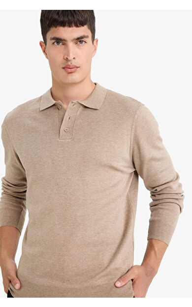 DeFacto Standart Fit Polo Yaka Düğmeli Triko Kazak B9713AX25AUBG684