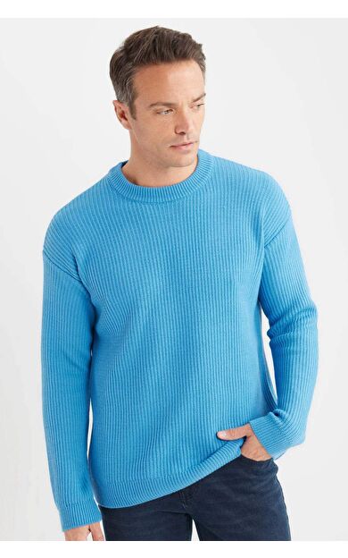 DeFacto Oversize Geniş Kalıp Bisiklet Yaka Triko Kazak B9718AX24WNBE770