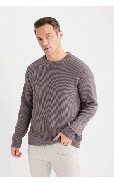 DeFacto Oversize Geniş Kalıp Bisiklet Yaka Triko Kazak B9718AX24WNPR326