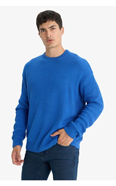 Oversize Geniş Kalıp Bisiklet Yaka Triko Kazak