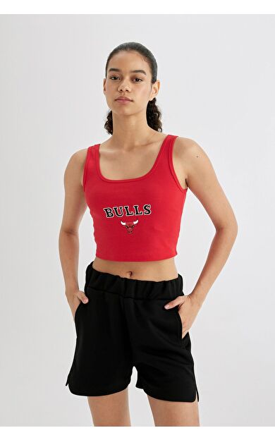 DeFacto NBA Chicago Bulls Crop Bisiklet Yaka Ribana Atlet