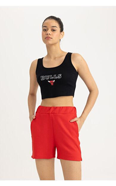 DeFacto NBA Chicago Bulls Crop Bisiklet Yaka Jersey Atlet