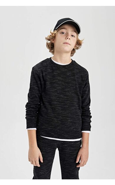 DeFacto Erkek Çocuk Regular Fit Bisiklet Yaka Sweatshirt C0083A823CWBK81