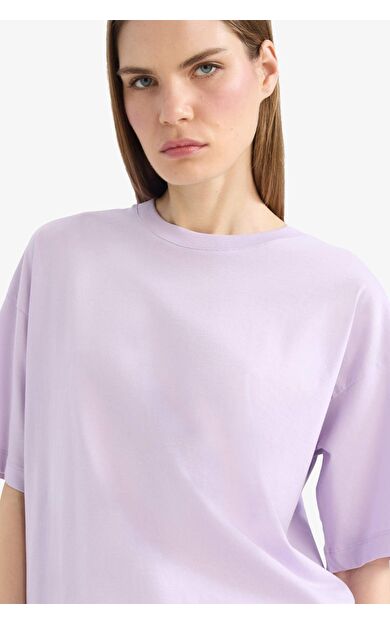 DeFacto Oversize Geniş Kalıp Bisiklet Yaka Basic Düz Penye Kısa Kollu Tişört C0099AX25SPPR67