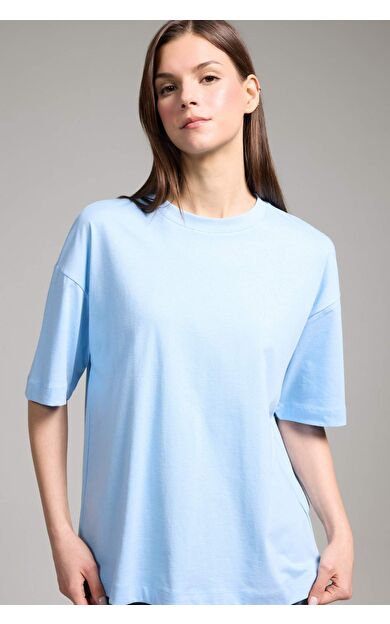 DeFacto Oversıze Bisiklet Yaka Basıc Düz Penye Kısa Kollu Tişört