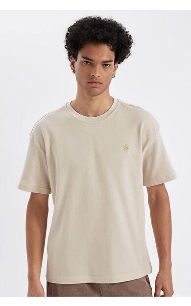 DeFacto DeFactoFit Oversize Fit Bisiklet Yaka Baskılı Kısa Kollu Tişört C0151AX24AUBG786