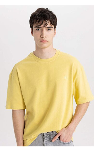 DeFactoFit Oversize Fit Bisiklet Yaka Baskılı Kısa Kollu Tişört C0151AX24AUKH486