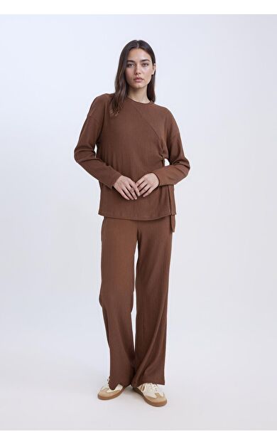 DeFacto Wide Leg Geniş Bol Paça Esnek Belli Bürümcük Pantolon