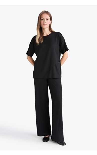 DeFacto Straight Fit Düz Paça Bürümcük Pantolon C0200AX25AUBK81