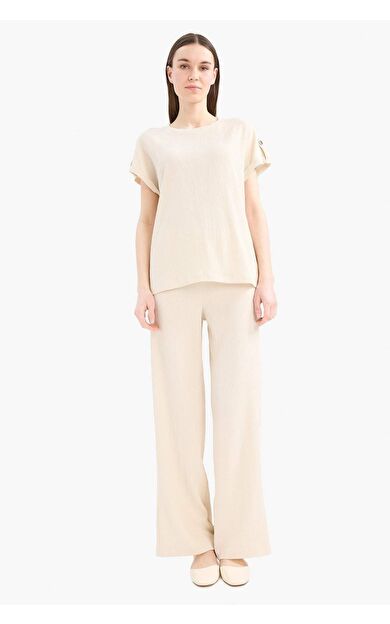 DeFacto Bürümcük Pantolon Wide Leg Geniş Bol Paça Esnek Belli C0200AX25SPBG286