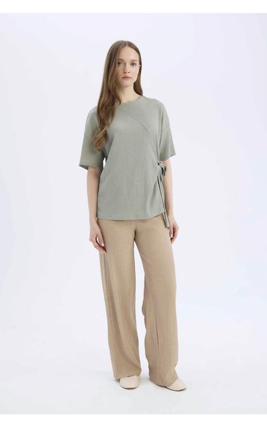 DeFacto Bürümcük Pantolon Wide Leg Geniş Bol Paça Esnek Belli C0200AX25SPBG773