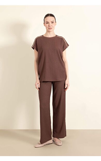 DeFacto Bürümcük Pantolon Wide Leg Geniş Bol Paça Esnek Belli C0200AX25SPBN320