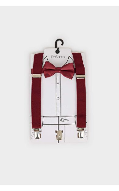 Erkek Çocuk Pamuklu 2'li Takım Pantolon Askısı Papyon