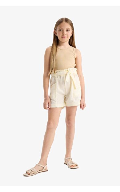 DeFactoFit Kız Çocuk Cepli Paperbag Şort