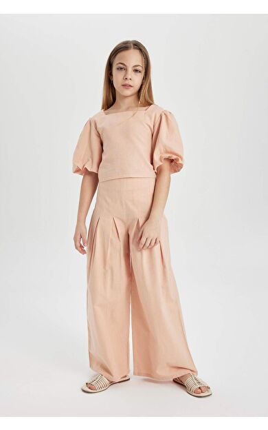 DeFacto Kız Çocuk Wide Leg Geniş Paça Pamuklu Pantolon C0448A824SPOG598