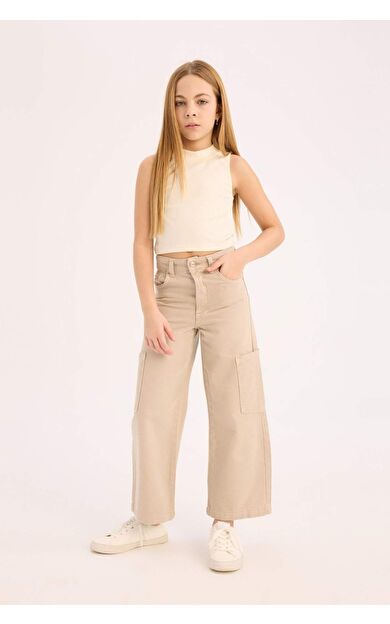 DeFacto Kız Çocuk Wide Leg Kargo Geniş Paça Jean Pantolon C0451A825SMBG122