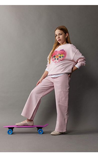 DeFacto Kız Çocuk Wide Leg Kargo Geniş Paça Jean Pantolon C0451A825SMPN122